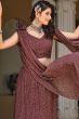 Brown Printed Georgette Lehenga Set With Shoulder Dupatta
