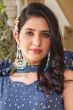 Dusty Blue Printed Georgette Lehenga Set With Shoulder Dupatta