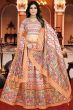 Orange Dola Silk Printed Lehenga Set