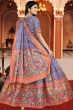 Blue Dola Silk Printed Lehenga Set