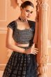 Black Cut Dana Embroidered Velvet Panelled Style Lehenga