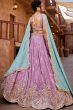 Purple Embroidered Satin Lehenga
