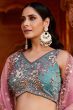 Blue Embroidered Tissue Lehenga