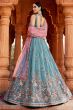 Blue Embroidered Tissue Lehenga