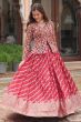 Red Viscose Jacquard Lehenga Set
