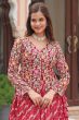 Red Viscose Jacquard Lehenga Set
