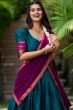 Teal Blue Silk Lehenga.