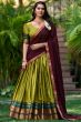 Pear Green Silk Lehenga.