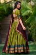 Pear Green Silk Lehenga.