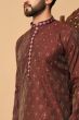 Dark Maroon Jacquard Men's Kurta Pajama