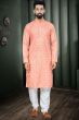 Peach Cotton Embroidered Kurta Pyjama
