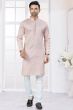 Peach Poly Cotton Ethnic Kurta Set