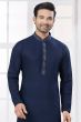 Dark Blue Poly Cotton Ethnic Kurta Set