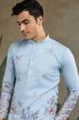 Light Blue Embroidered Viscose Silk Kurta