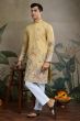 Yellow Embroidered Viscose Silk Kurta