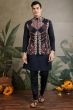 Black Viscose Silk Kurta For Men With Jacket 