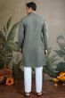 Rust Green Viscose Silk Kurta with Dupatta
