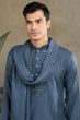 Slate Blue Viscose Silk Kurta with Dupatta