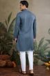 Slate Blue Viscose Silk Kurta with Dupatta
