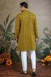 Yellow Viscose Silk Kurta with Dupatta