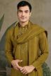 Yellow Viscose Silk Kurta with Dupatta