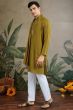 Yellow Viscose Silk Kurta with Dupatta
