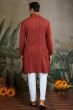 Rust Orange Viscose Silk Kurta with Dupatta