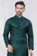 Dark Green Jacquard Silk Kurta