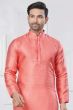 Peach Jacquard Silk Kurta