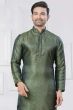 Olive Green Jacquard Silk Kurta
