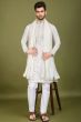 White Viscose Embroidered Kurta