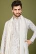 White Viscose Embroidered Kurta