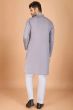 Grey Viscose Embroidered Kurta