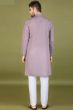 Purple Viscose Embroidered Kurta