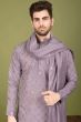 Purple Viscose Embroidered Kurta