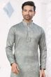 Grey Woven Art Silk Kurta Set
