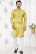 Yellow Woven Art Silk Kurta Set