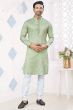 Light Green Woven Art Silk Kurta Set