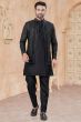 Black Art Silk Woven Kurta Set