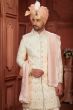 Off White Embroidered Silk Sherwani Set
