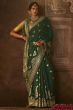 Dark Green Silk Ethnic Embroidered Saree