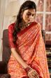 Orange Satin Digital Printed Saree