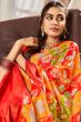 Red Floral Printed Satin Light Weight Saree