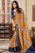 Turmeric Yellow Printed Satin Light Weight Saree