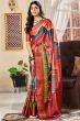 Multi Color Printed Satin Saree