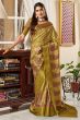Olive Green Printed Satin Light Weight Saree