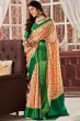 Orange and Green Satin Digital Printed Saree