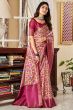 Magenta Printed Satin Saree