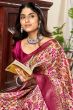 Magenta Printed Satin Saree