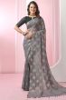 Steel Grey Georgette Foil Print Saree  